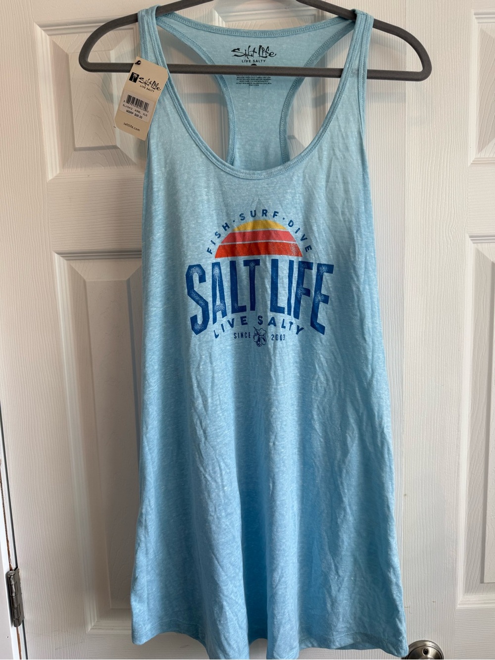 Salt Life Graphic Racerback Dress with Sunset Print